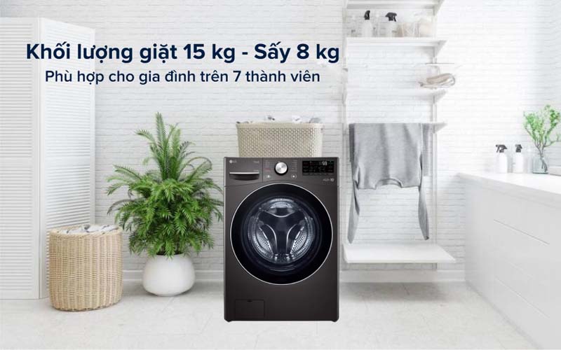 Máy giặt sấy LG 15kg F2515RTGB