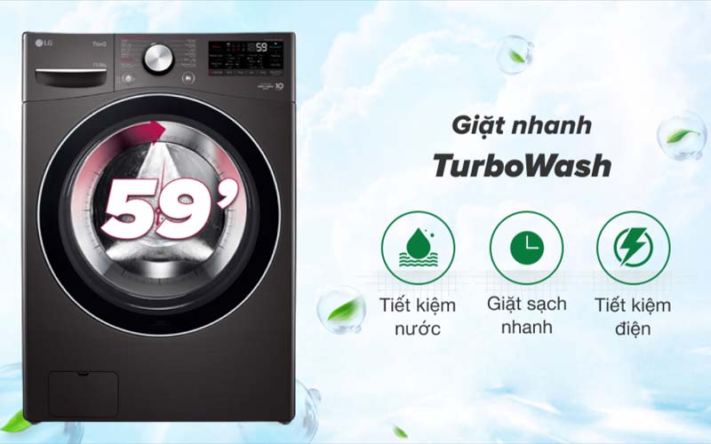 Máy giặt sấy LG 15kg F2515RTGB