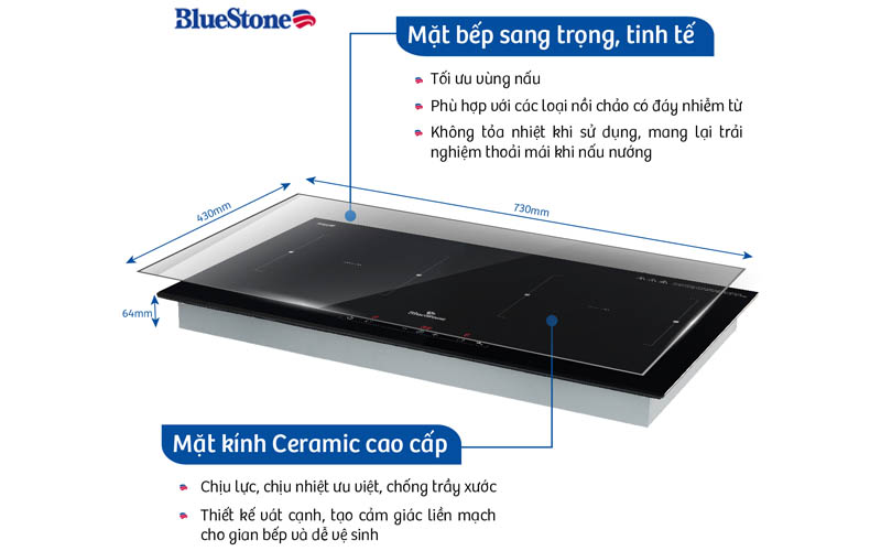 Bếp từ đôi BLUESTONE ICB-6821