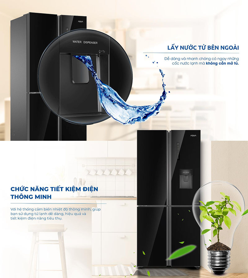Tủ lạnh Aqua inverter 456 lít AQR-IGW525EM (GD)
