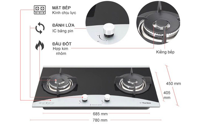 Bếp gas âm Torino Vicenza-2B