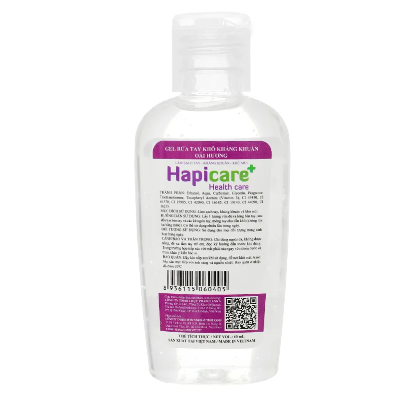 Gel rửa tay khô Hapicare hương lavender 60ml