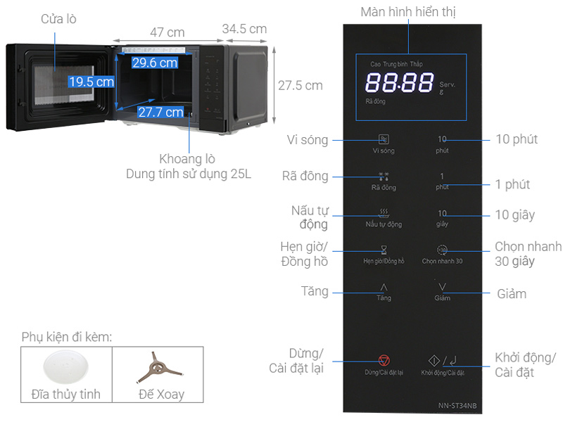 Lò vi sóng Panasonic 25 lít NN-ST34NBYUE