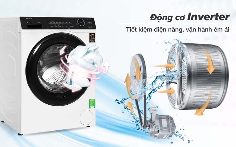 Máy giặt AQUA Inverter 10kg AQD-A1000G.W