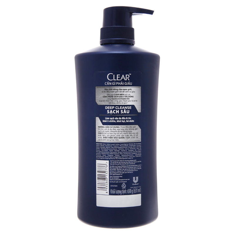 Dầu gội CLEAR MEN 630G (Mềm-sạch sâu)