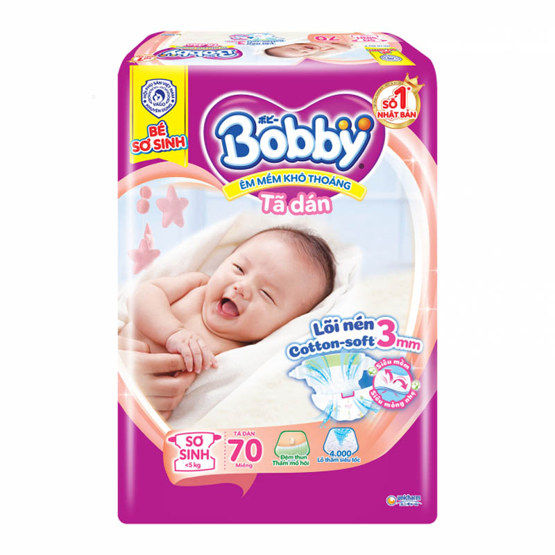 Tã trẻ em BOBBY dán siêu thấm XS70