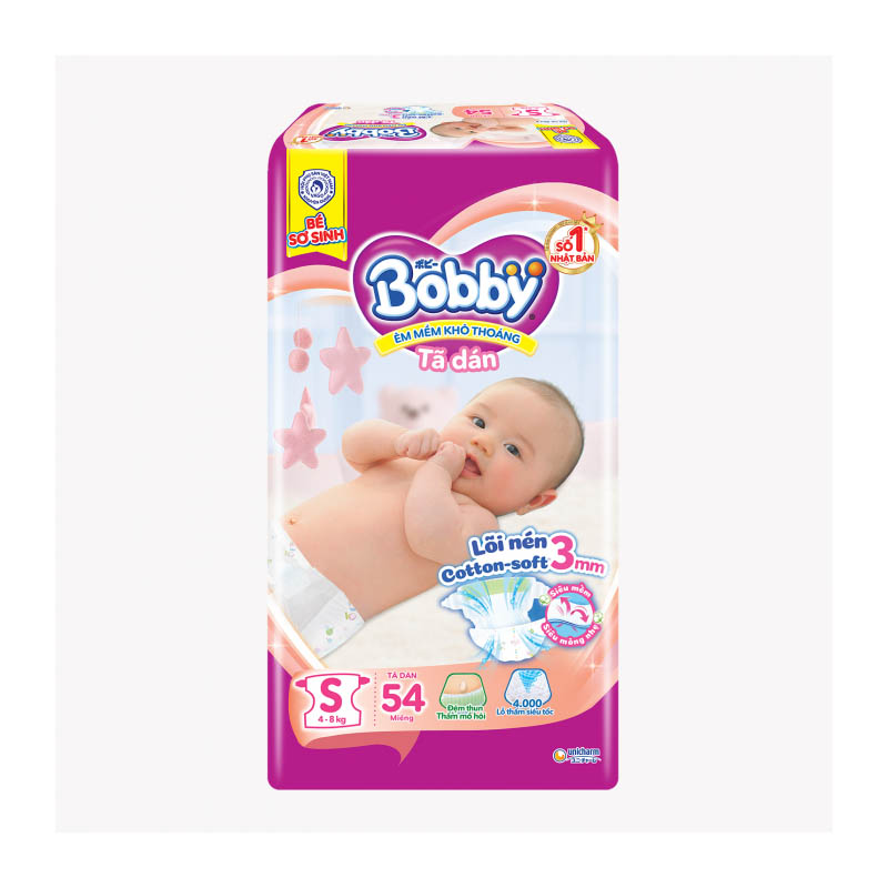 Tã trẻ em BOBBY dán siêu thấm S54