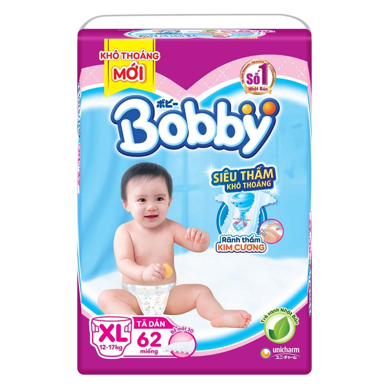 Tã trẻ em BOBBY dán siêu thấm XL62