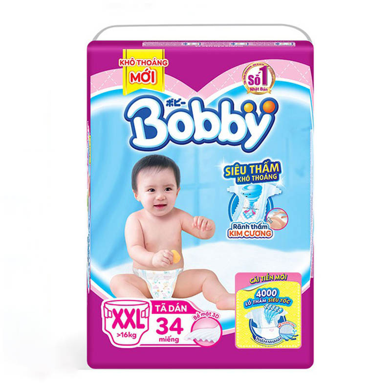 Tã trẻ em BOBBY dán siêu thấm XXL34