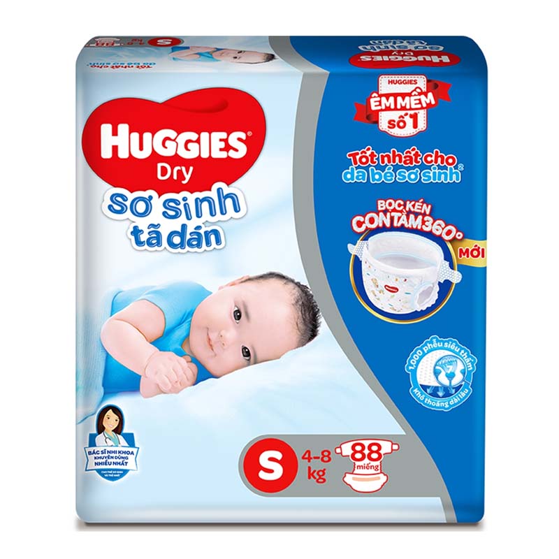 HUGGIES DRY Tã dán sơ sinh S88*3