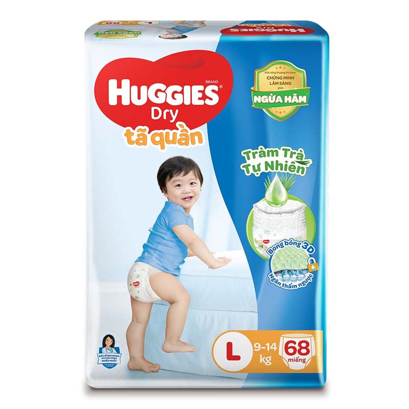 Tã quần HUGGIES DRY PANTS SUPER JUMBO L 68X3