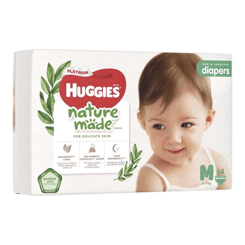 Tã dán siêu cao cấp HUGGIES PLATINUM NATUREMADE M 64X3