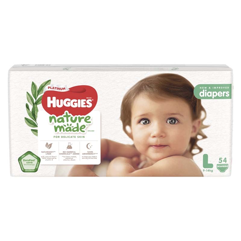 Tã dán siêu cao cấp HUGGIES PLATINUM NATUREMADE L 54X3