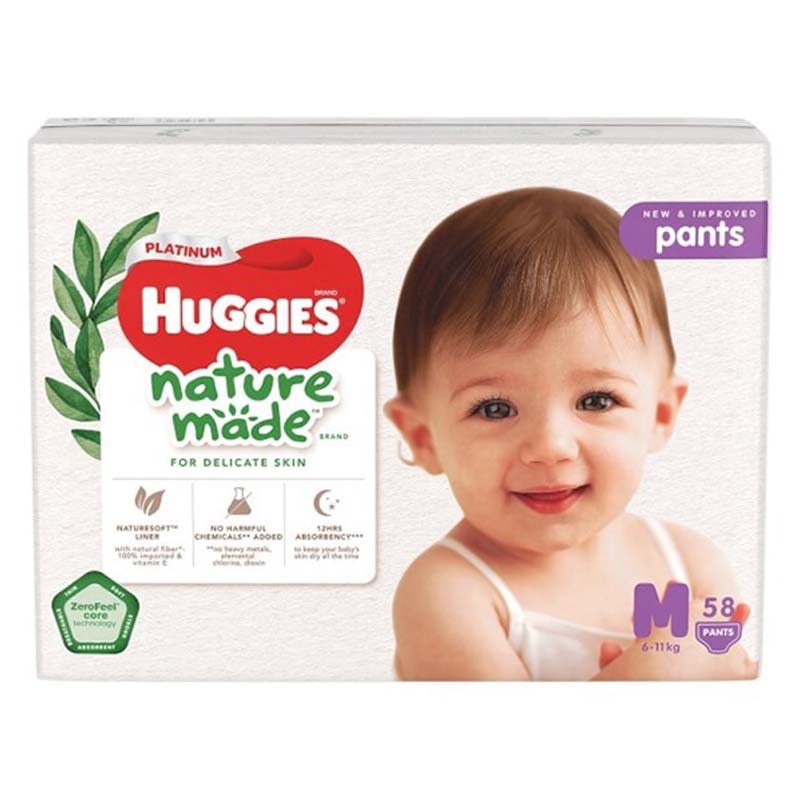 Tã quần siêu cao cấp HUGGIES PLATINUM NATURAL M 58 MIENG