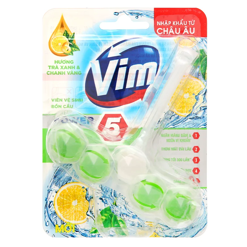 Viên vệ sinh bồn cầu VIM trà xanh và chanh vàng 55g