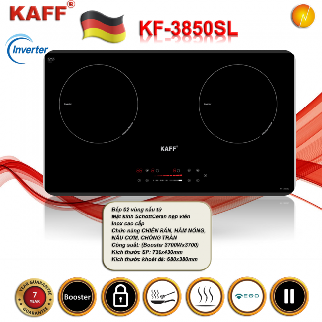 Bếp điện từ KAFF 2 lò KF - 3850SL ( ĐỨC)