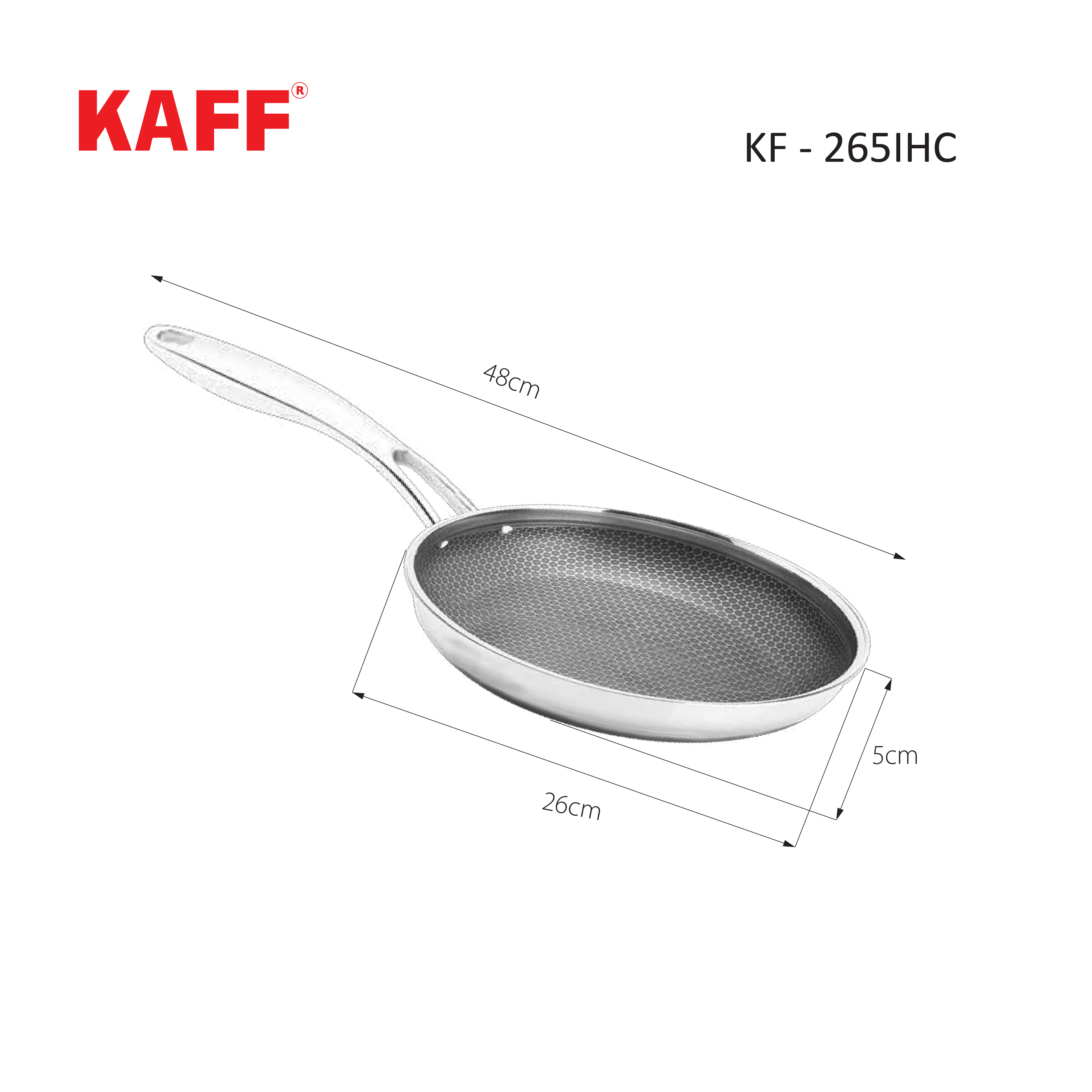 CHẢO INOX ĐÁY TỔ ONG CHỐNG DÍNH KAFF KF - 265IHC