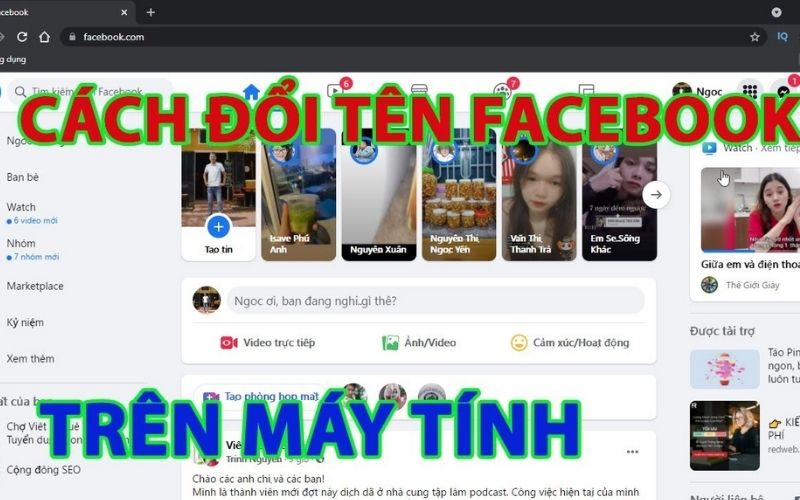 đổi tên Facebook trên máy tính