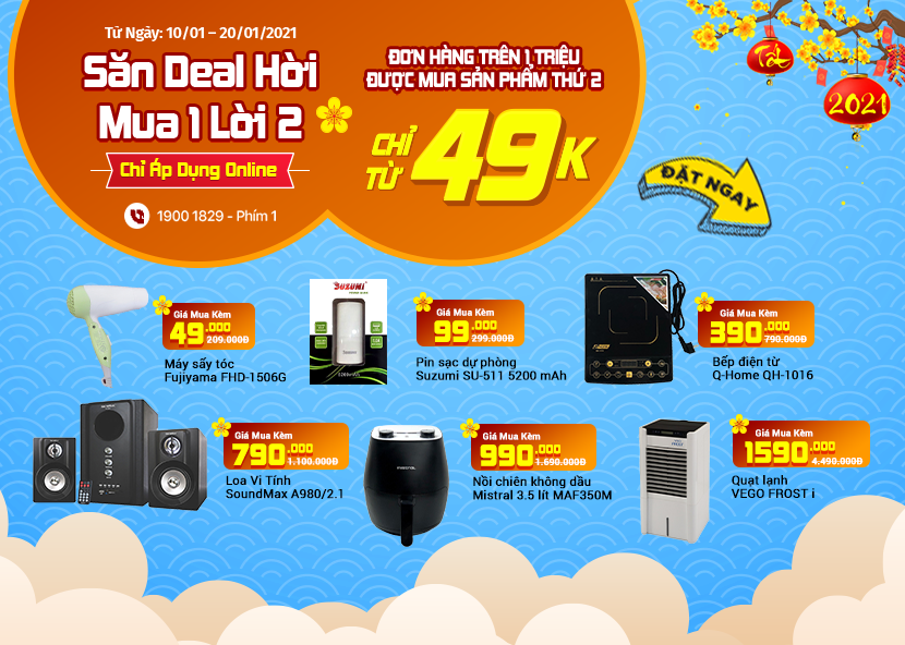 Ưu đãi cực sốc với chương trình săn deal hời – mua 1 lời 2