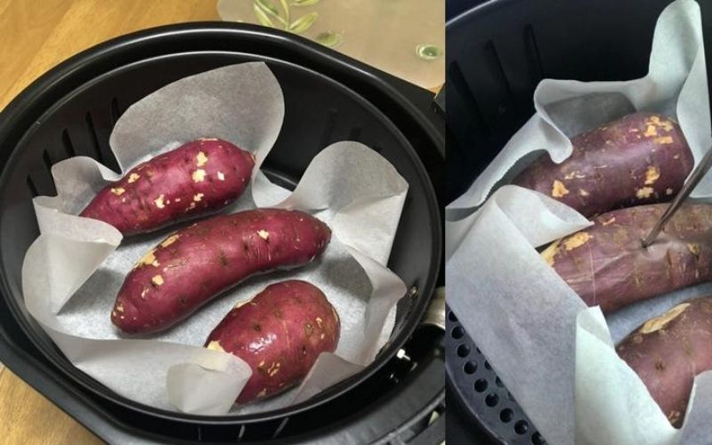 nướng khoai bằng nồi chiên không dầu