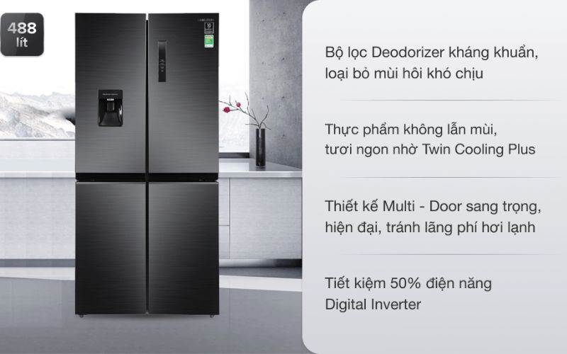 Tủ lạnh SAMSUNG Inverter 488 lít RF48A4010B4/SV