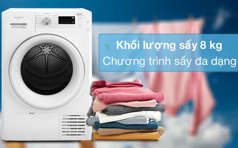 Máy sấy ngưng tụ WHIRLPOOL 8 kg FFTCM118XBEE