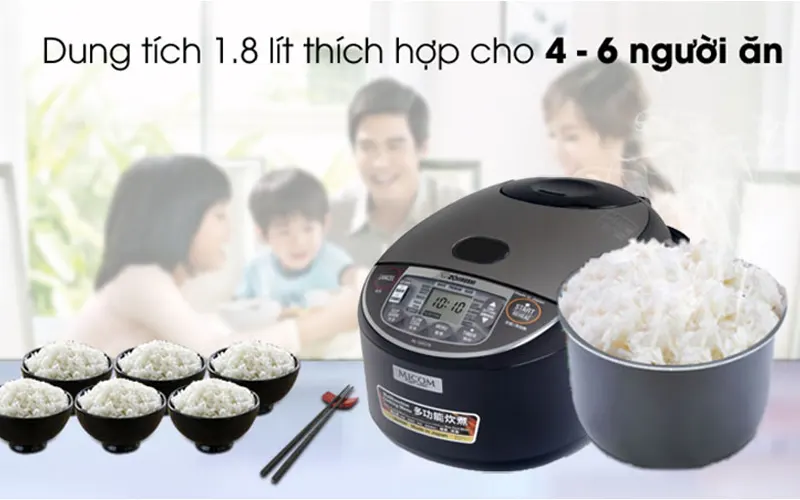 Nồi cơm 1.8 lít ZOJIRUSHI NL-GAQ18-BM