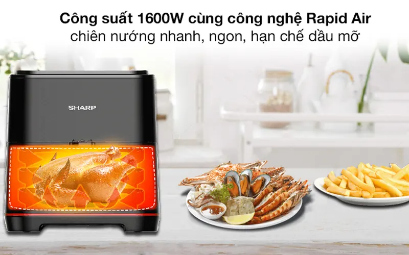 Nồi chiên không dầu SHARP KF-AF70EV-BK