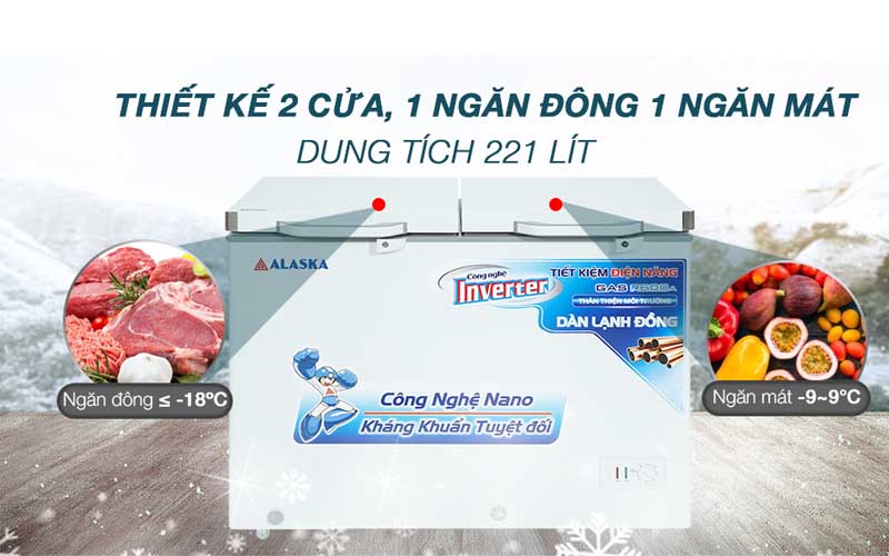 Tủ đông ALASKA Inverter 221L BCD-3568CI