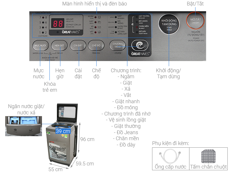 Máy giặt Toshiba 8 kg AW-K905DV (SG)