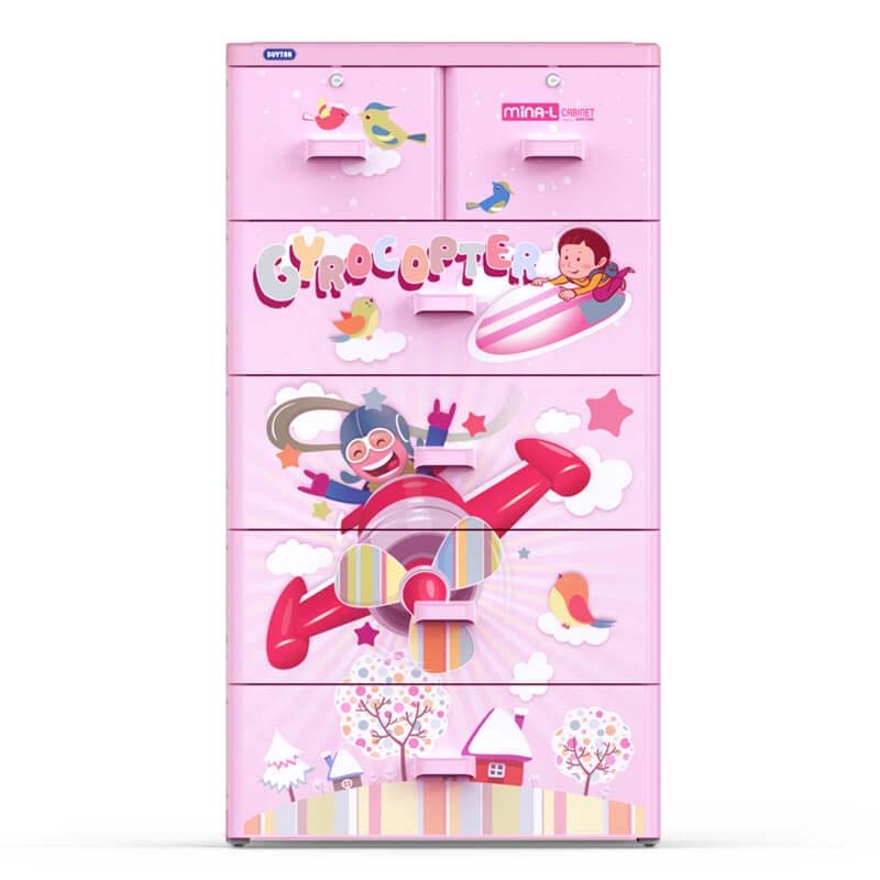 Tủ MINA L 5 ngăn - hồng