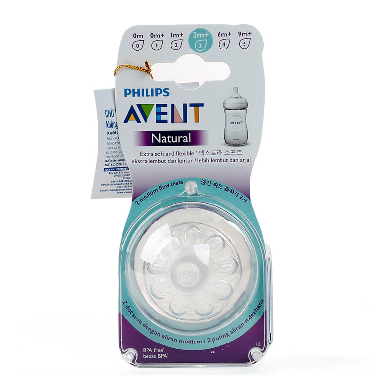 Núm ti mô phỏng tự nhiên PHILIPS AVENT cho trẻ từ 3 tháng tuổi SCF653.23 (vĩ đôi)