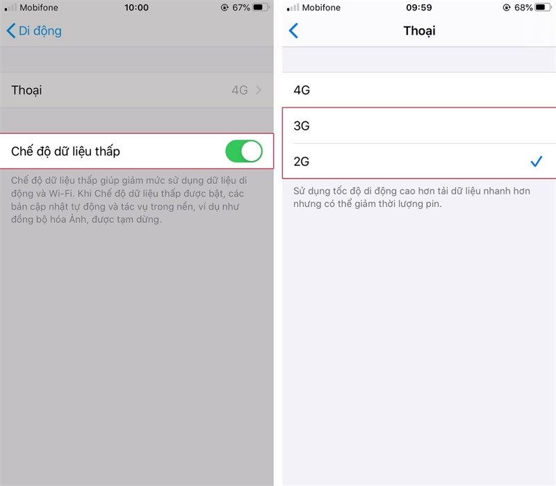 Tắt kết nối 4G LTE