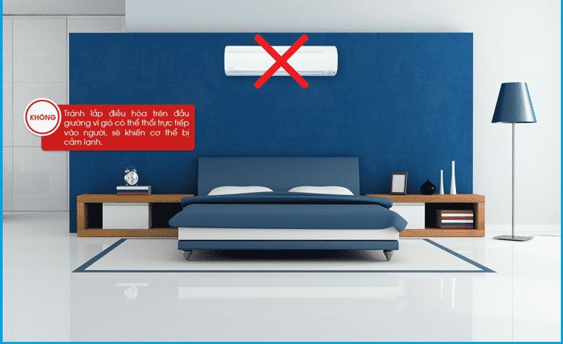 Có nên lắp đặt máy lạnh trên đầu giường 
